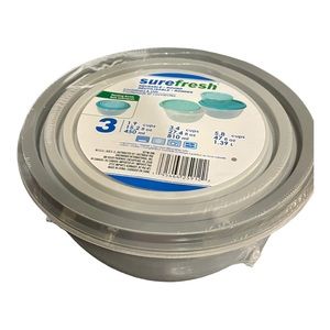 SureFresh 3 Pk Reusable Round Food Storage Nesting Bowl Containers & Lid Set NWT